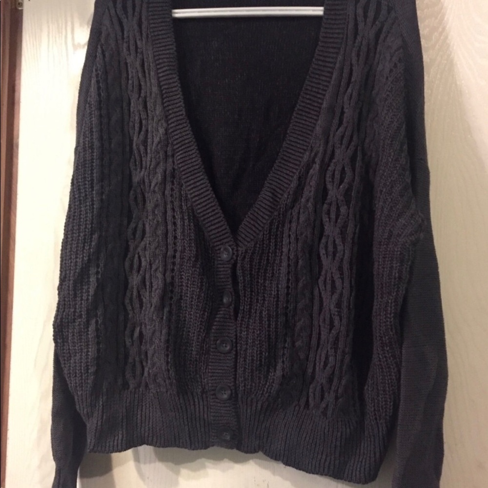 Mossimo Dark Grey Cardigan Cable Knit XXL